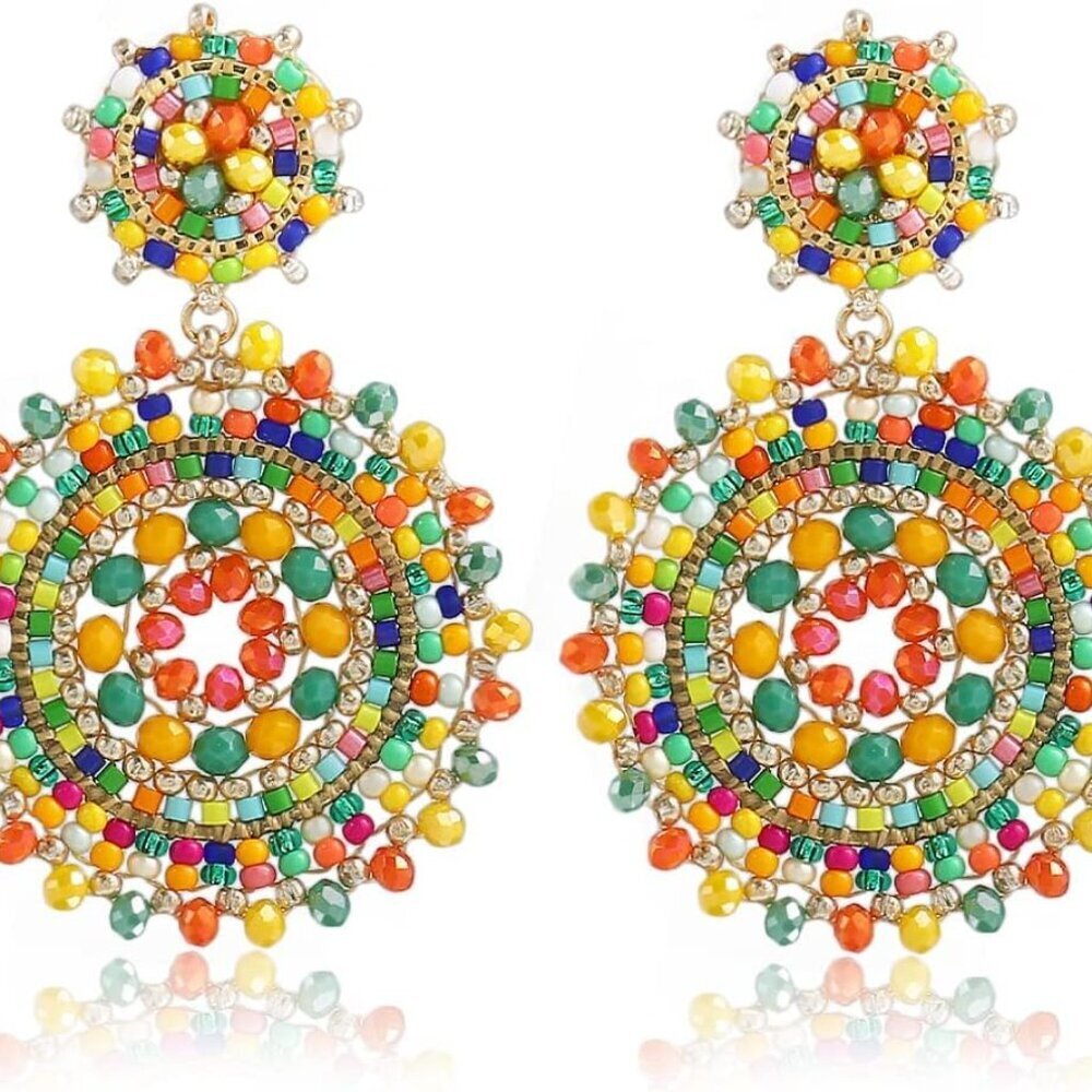 Boho Beaded Earrings For Women Summer Beach Statement Drop Dangle Dainty Trendy